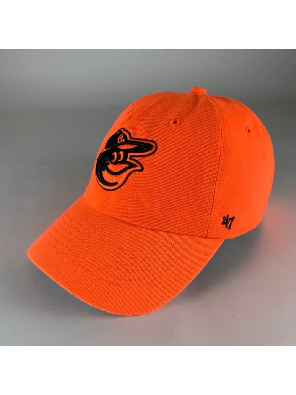 Baltimore Orioles MLB Womens Neon Orange 47 Brand Clean Up Relaxed Fit Hat